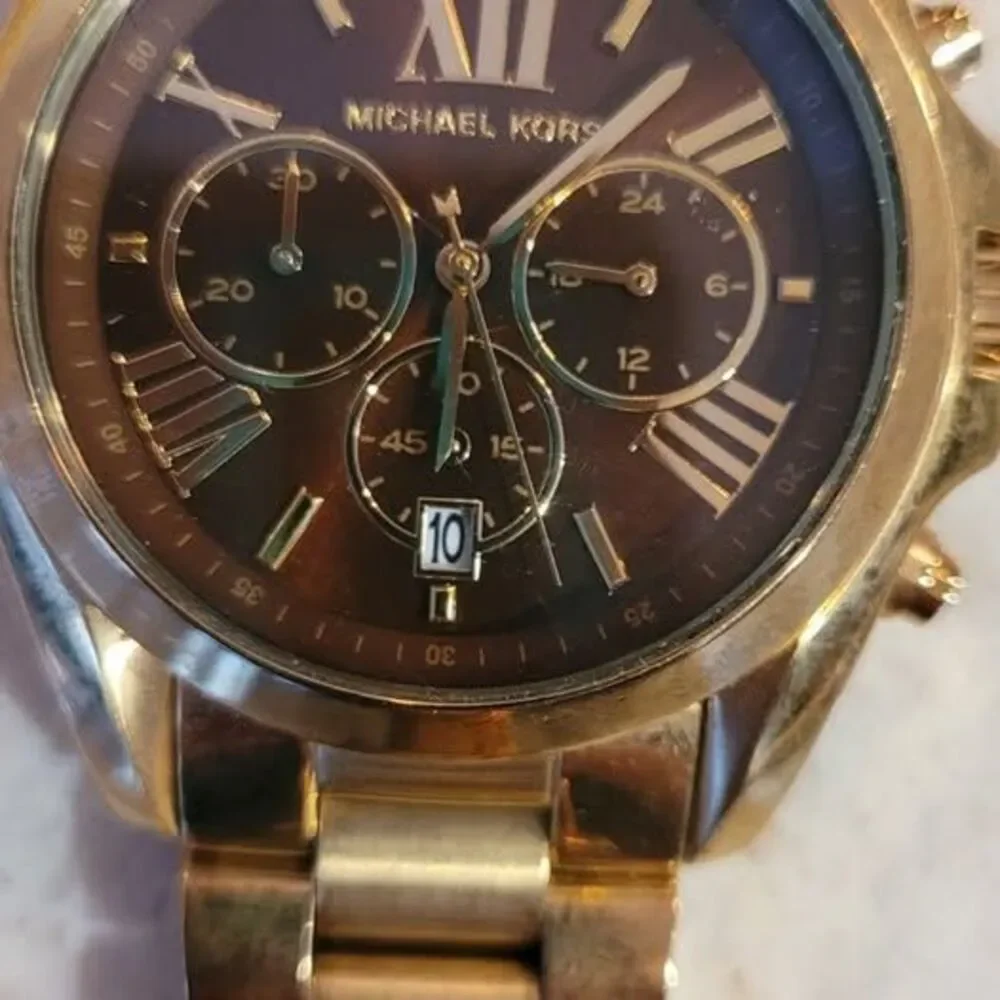 Michael Kors Bradshaw Chronograph Gold Stainless Steel Watch, Black Dial,